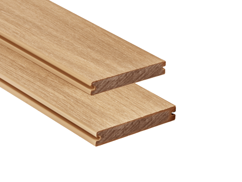 Tabla de tarima composite PuraShield, 2,3 x 13,8 x 300 cm, clips, maciza, color cedro (palet 91 uds)
