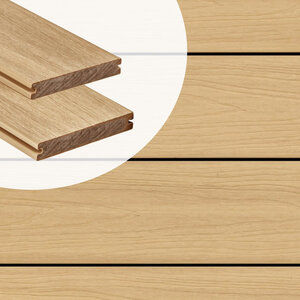 Tabla de tarima composite PuraShield, 2,3 x 13,8 x 400 cm, clips, maciza, color cedro (palet 91 uds)