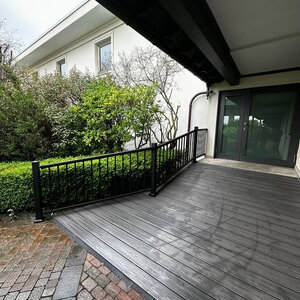 Tabla de tarima composite PuraShield, 2,3 x 13,8 x 300 cm, clips, maciza, color gris oscuro (palet 91 uds)