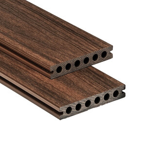 Tabla de tarima composite PuraShield, 2,3 x 13,8 x 500 cm, clips, alveolar, color ipé (palet 91 uds)