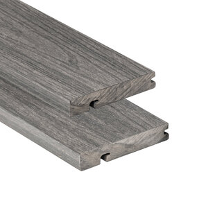 Tabla de remate para tarima composite PuraShield, 2,3 x 13,8 x 300 cm, clips, color gris oscuro (palet 126 uds)