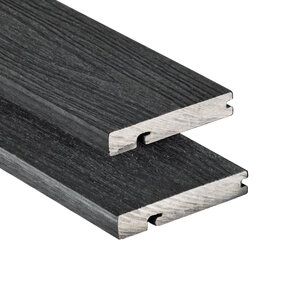 Tabla de remate para tarima composite PuraShield, 2,3 x 13,8 x 300 cm, clips, color negro ébano (palet 126 uds)