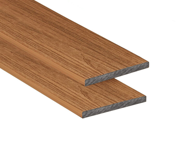 Tabla de remate composite PuraShield, 1,2 x 15,0 x 300 cm, color teca, acabado de veta fina (palet 250 uds)