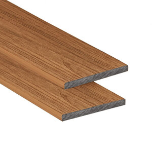 Tabla de remate composite PuraShield, 1,2 x 15,0 x 300 cm, color teca, acabado de veta fina (palet 250 uds)