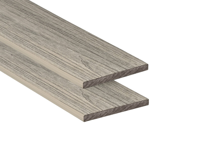 Tabla de remate composite PuraShield, 1,2 x 15,0 x 300 cm, color gris claro, acabado de veta fina (palet 250 uds)