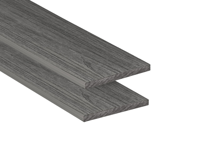 Tabla de remate composite PuraShield, 1,2 x 15,0 x 300 cm, color gris oscuro, acabado de veta fina (palet 250 uds)