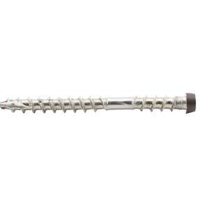 Tornillo PuraFix para tabla de tarima, M5,3 x 58, acero inox, color ipé, para fijación superior — 75 uds (palet 10 uds)