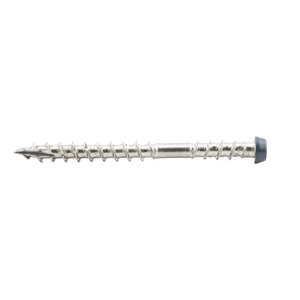 Tornillo PuraFix para tabla de tarima, M5,3 x 58, acero inox, color gris oscuro, para fijación superior — 75 uds (palet 10 uds)