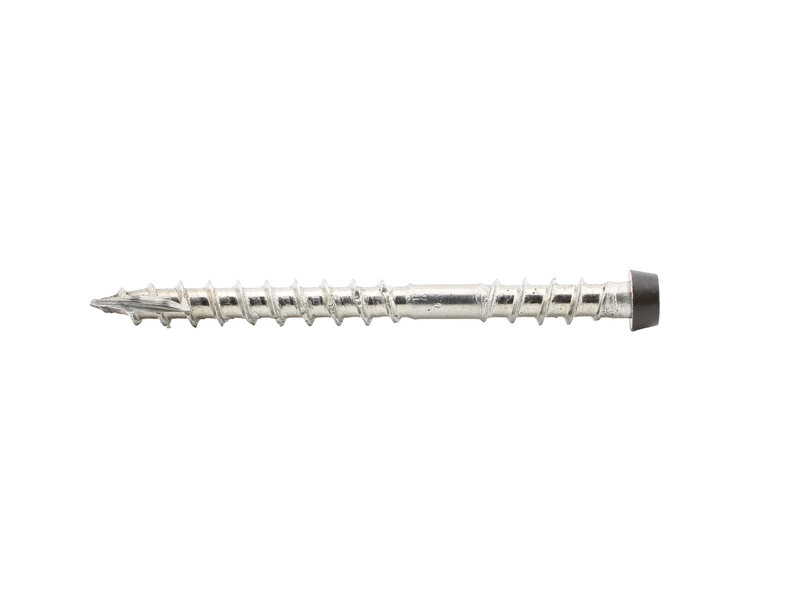 Tornillo PuraFix para tabla de tarima, M5,3 x 58, acero inox, color negro ébano, para fijación superior — 75 uds (palet 10 uds)