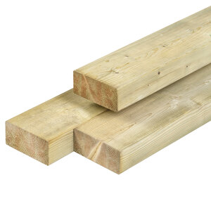 Madera escuadrada de abeto nórdico, autoclave, 4,5 x 9,5 x 300 cm, cepillada, cantos redondeados (palet 121 uds)