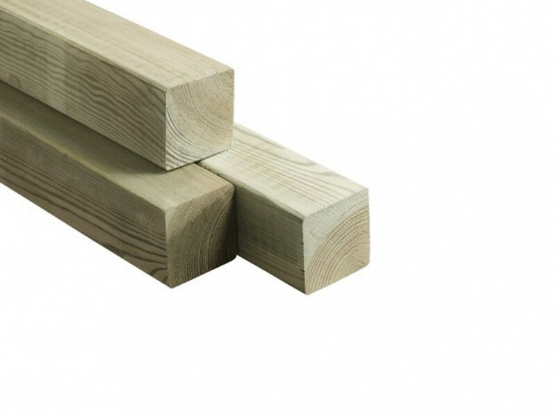 Poste de pino, 12,0 x 12,0 x 300 cm, impregnado verde, cepillado, 4 cantos redondeados (palet 40 uds)