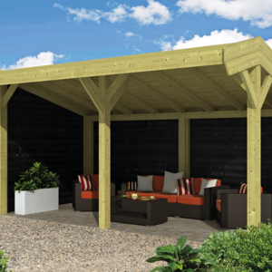 Poste de pérgola de abeto centroeuropeo, tratado en autoclave, 13,8x13,8x300 cm, cepillado cantos redondeados (palet 32 uds)