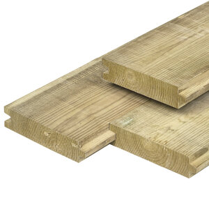 Tablestaca de pino, 4,0 x 17,0 x 300 cm, impregnada verde y cepillada (palet 66 uds)