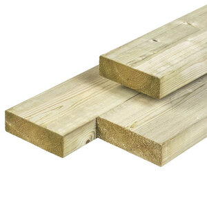 Madera escuadrada de abeto nórdico, autoclave, 4,5 x 14,5 x 450 cm, cepillada, cantos redondeados (palet 77 uds)