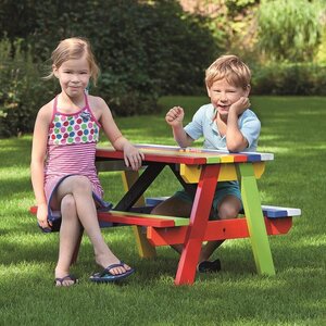 Mesa de pino en colores infantil - Mesa de madera de colores para niños - HOBYCASA