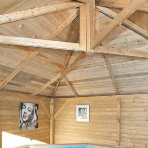 Cenador de madera tratada Extremo - Medidas 550x550 cms - CENADOR CUADRADO 550X550 - DETALLE INTERIOR