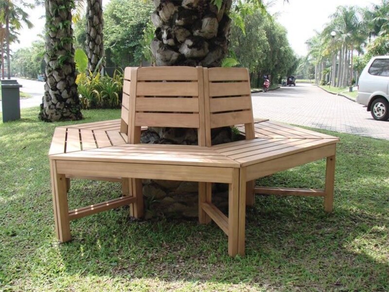 BANCO CIRCULAR PARA ARBOL EN MADERA TROPICAL