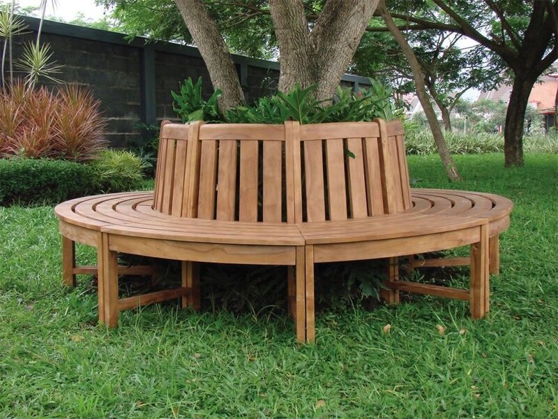 BANCO CIRCULAR PARA ARBOL EN MADERA DE TEKA