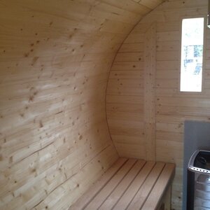 Sauna Barril de Abeto - 205 diámetro - 250 cms de largo - SAUNA BARRIL DE ABETO DE DIAMETRO 195 Y 250 CMS DE LARGO - INTERIOR INCOLORO