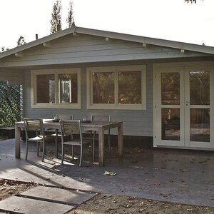 Casas de Madera Prefabricadas Camargo - Diáfana - 22 m2 - Modelo Torsten - Bungalow TORSTEN - LASUR GRIS