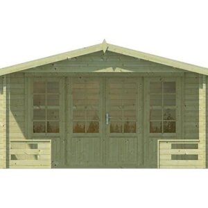 Casas de Madera Mahón - Diáfana - 13 m2 - Modelo Bolton - Casa de Campo Bolton - DIBUJO FRONTAL