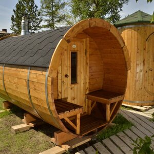 Sauna Barril de Abeto - 205 diámetro - 350 cms de largo - SAUNA BARRIL DE ABETO DE DIAMETRO 205 Y 350 CMS DE LARGO - JARDÍN