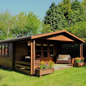 Casas de Madera Lepe - Diáfana - 22 m2 - Modelo Nottingham - Bungalow NOTTINGHAM - LASUR NOGAL 2