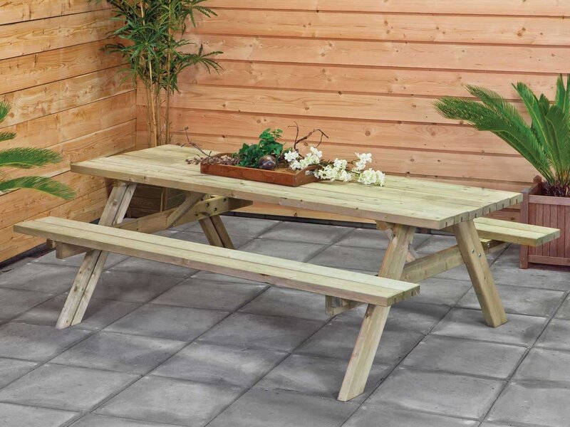 Mesas de jardín con bancos plegables - 200x155x74 cms.