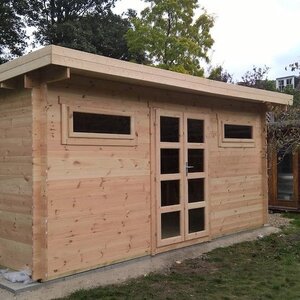 Casas de Madera Prefabricadas Irún - 13,4 m2 - Diáfana - Modelo Zutphen-Zerja - Casa de madera moderna -498x298 cms - 28 MM ZUTPHEN