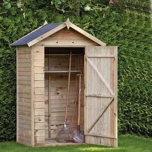 Cobertizo de Madera Tratada - 123x83 cms - Drenthe - Armario tratado para exterior 123x83 cms - PUERTA ABIERTA