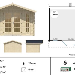 Casas de Madera Aragón - 9,7 m2 - Diáfana - Modelo Max-Mimir - Casas de madera MAX - FICHA TECNICA