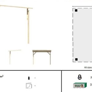 Porche para anexar a casetas de madera de 150x275 cms - Porche para anexar de 150x175 - FICHA