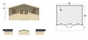 Casas de Madera Santiago - Diáfana - 17 m2 - Modelo Paris-Pavel - Casas de madera doble acristalamiento PARIS - plano