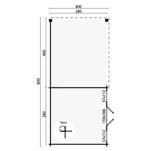 Casas de Madera Totana - Diáfana - 14 m2 - Modelo Kwaspa - Casa de madera porche adosado KWASPA -Planos