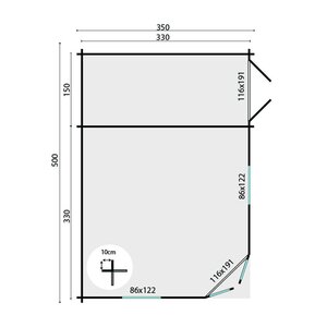 Casas de Madera Prefabricadas Salt - 2 estancias - 16 m2 - Modelo Helge - Caseta HELGE - Plano