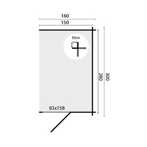 Extensión 44mm para caseta - 160x300 cm - Extensión 45MM para caseta - plano