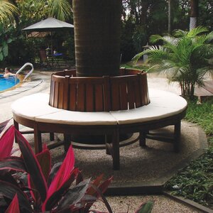 BANCO CIRCULAR PARA ÁRBOL EN MADERA DE TEKA - BANCO CIRCULAR PARA ARBOL EN MADERA DE TEKA - MONTAJE PISCINA