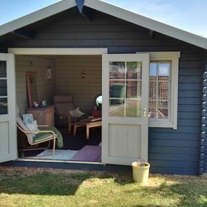 Casas de Madera Mieres - Diáfana - 13 m2 - Modelo Ulrik - Casas de madera modelo ULRIK - pintada en azul