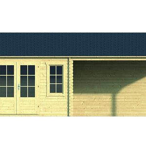Casas de Madera Totana - Diáfana - 14 m2 - Modelo Kwaspa - Casa de madera porche adosado KWASPA - Dibujo pared lateral porche