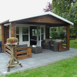 Casas de Madera Prefabricadas Móstoles - Diáfana - 18 m2 - Modelo Ipswich - Bungaló IPSWICH - NOGAL Y BLANCO