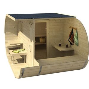 Saunas diseño original - Oval de Abeto - Medidas 405X240 CMS - SAUNA EN FORMA OVAL DE ABETO DE 405X240 CMS INTERIOR SAUNA