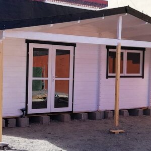 Casas de Madera Vigo - 1 dormitorio - 24 m2 + 12 m2 porche - Modelo Palmar - Casas de madera con estancias y porche PALMAR