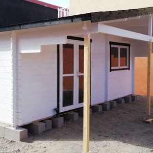 Casas de Madera Vigo - 1 dormitorio - 24 m2 + 12 m2 porche - Modelo Palmar - Casas de madera con estancias y porche PALMAR