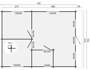 Casas de Madera Cádiz - 2 dormitorios - 35 m2 - CASAS DE MADERA CADIZ - 44MM - PLANO