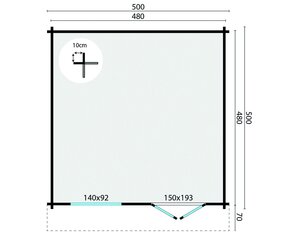 Casas de Madera Prefabricadas Gijón - Diáfana - 22 m2 - Modelo Dingle - Cabañas de madera  DINGLE-PLANO