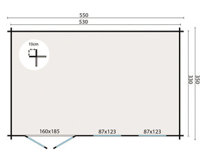Casas de Madera Bilbao - 16 m2 - Diáfana - Modelo Sophie - Casas de madera 550X350 - 40MM SOPHIE plano