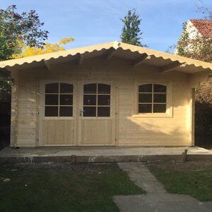Casas de Madera Prefabricadas Marbella - 11 m2  más terraza- Diáfana - Modelo Sauerland 1 - Caseta de madera SAUERLAND 1- HOBYCASA frontal