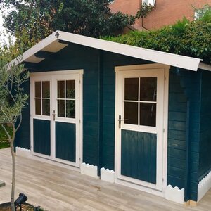 Casas de Madera Fraga - 2 estancias - 12 m2 - Casitas de madera FRAGA azul